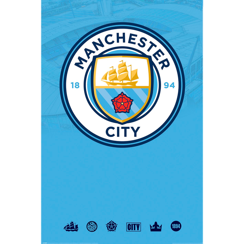 Man City Crest 24/25 Poster blue   - Official Manchester City FC store