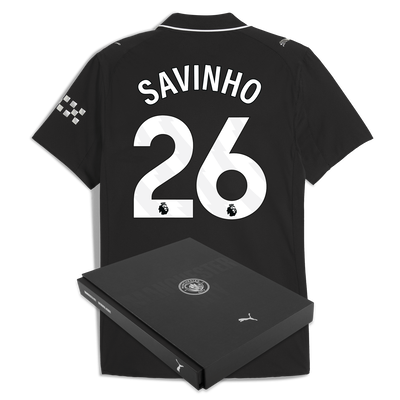 Manchester City Away Authentic Jersey 2025/26 With SAVINHO 26 Printing in Gift Box