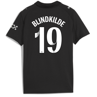 Kids' Manchester City Away Jersey 2025/26 With BLINDKILDE 19 Printing