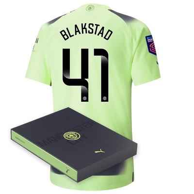 Manchester City Authentic Third Jersey 2022/23 with BLAKSTAD 41 printing in Gift Box
