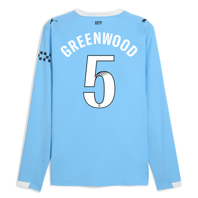 マンチェスター・シティ 2025/26 アセンティック ホームユニフォーム（長袖 GREENWOOD 5プリント付き）