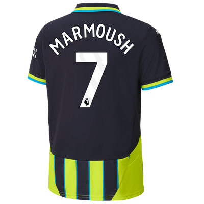 Kids' Manchester City Away Jersey 2024/25 With MARMOUSH 7 Printing