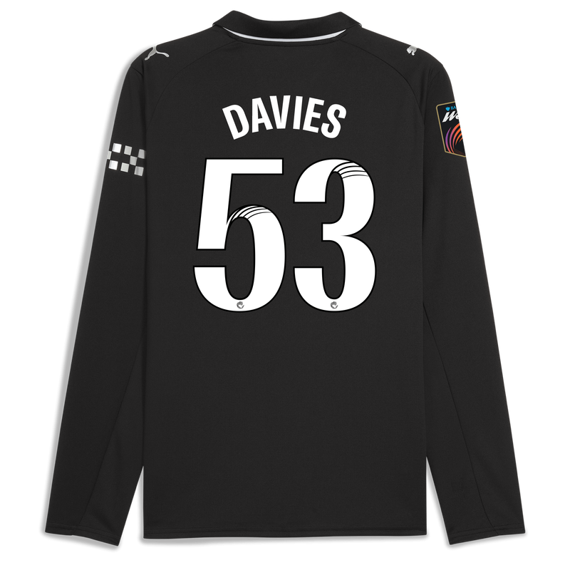 Man City Away Jersey 2025/26 Long Sleeve With DAVIES 53 Printing black - Check out all Manchester City t-shirts online - Official Manchester City FC store