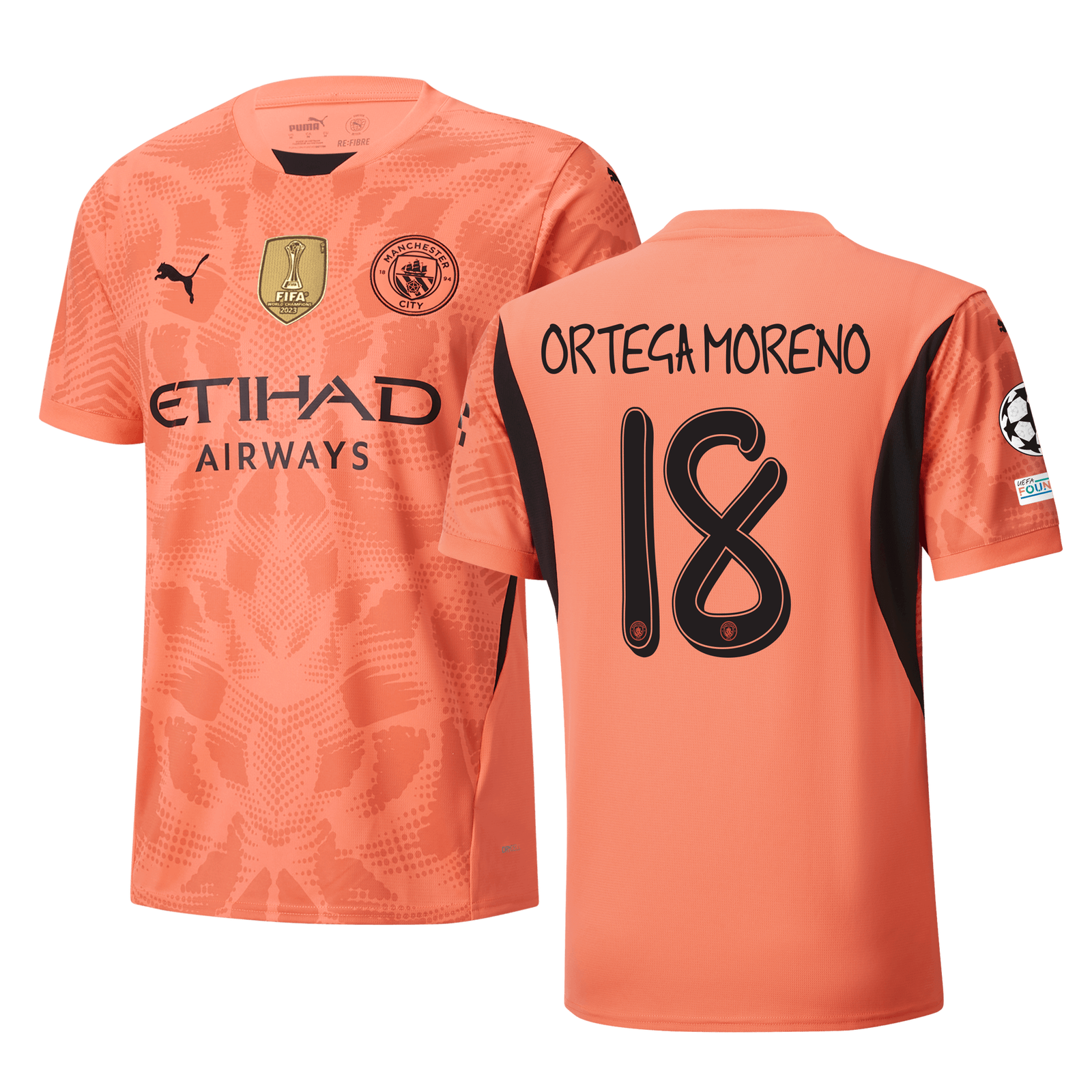 Manchester City Goalkeeper Jersey 2024 25 With ORTEGA MORENO 18 Printing Official Man City Store