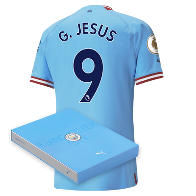 Manchester City Authentic Home Jersey 22/23 with G JESUS 9 printing in Gift Box
