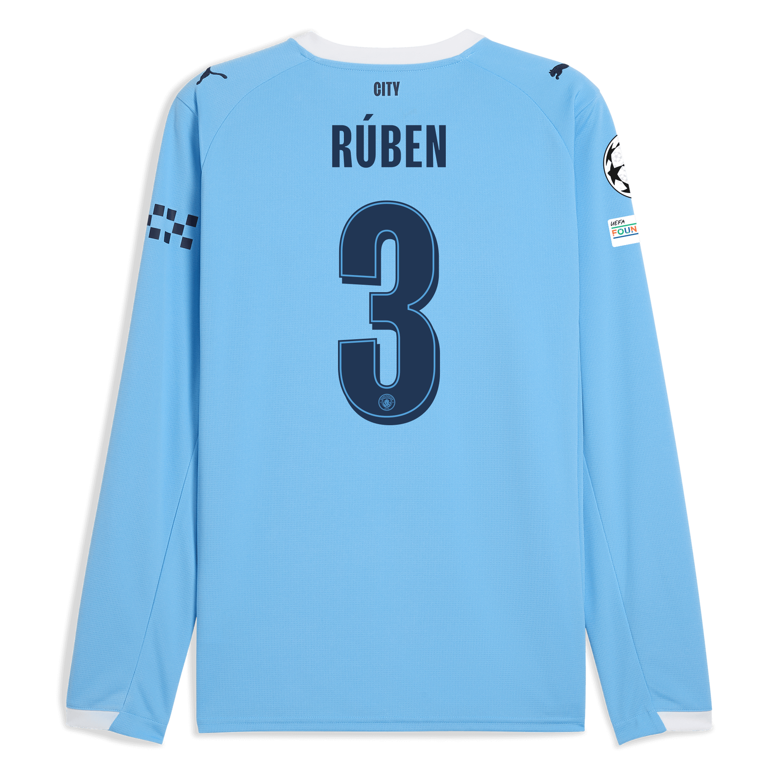 マンチェスター・シティ RÚBEN 3 シャツ マンチェスター・シティ 2025/26 ズ ホームユニフォーム（長袖