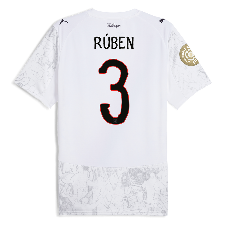 Man City KidSuper Jersey 2025/26 With RÚBEN 3 printing white - Size 3XL from polyester for males  - Official Manchester City FC store