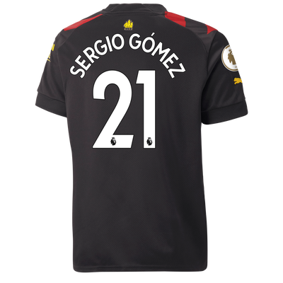 Kids' Manchester City Away Jersey 2022/23 with SERGIO GÓMEZ 21 printing