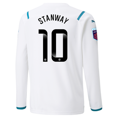 Kids Manchester City Away Shirt Long Sleeve 21/22 with Georgia Stanway printing