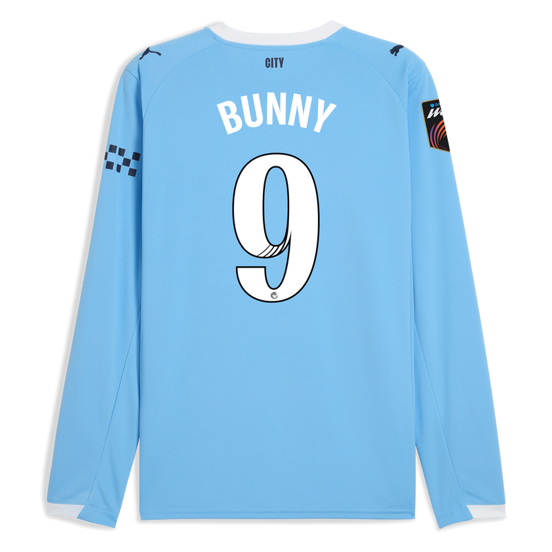 Man City Home Jersey 2025/26 Long Sleeve With BUNNY 9 Printing  blue - Check out all Manchester City t-shirts online - Official Manchester City FC store