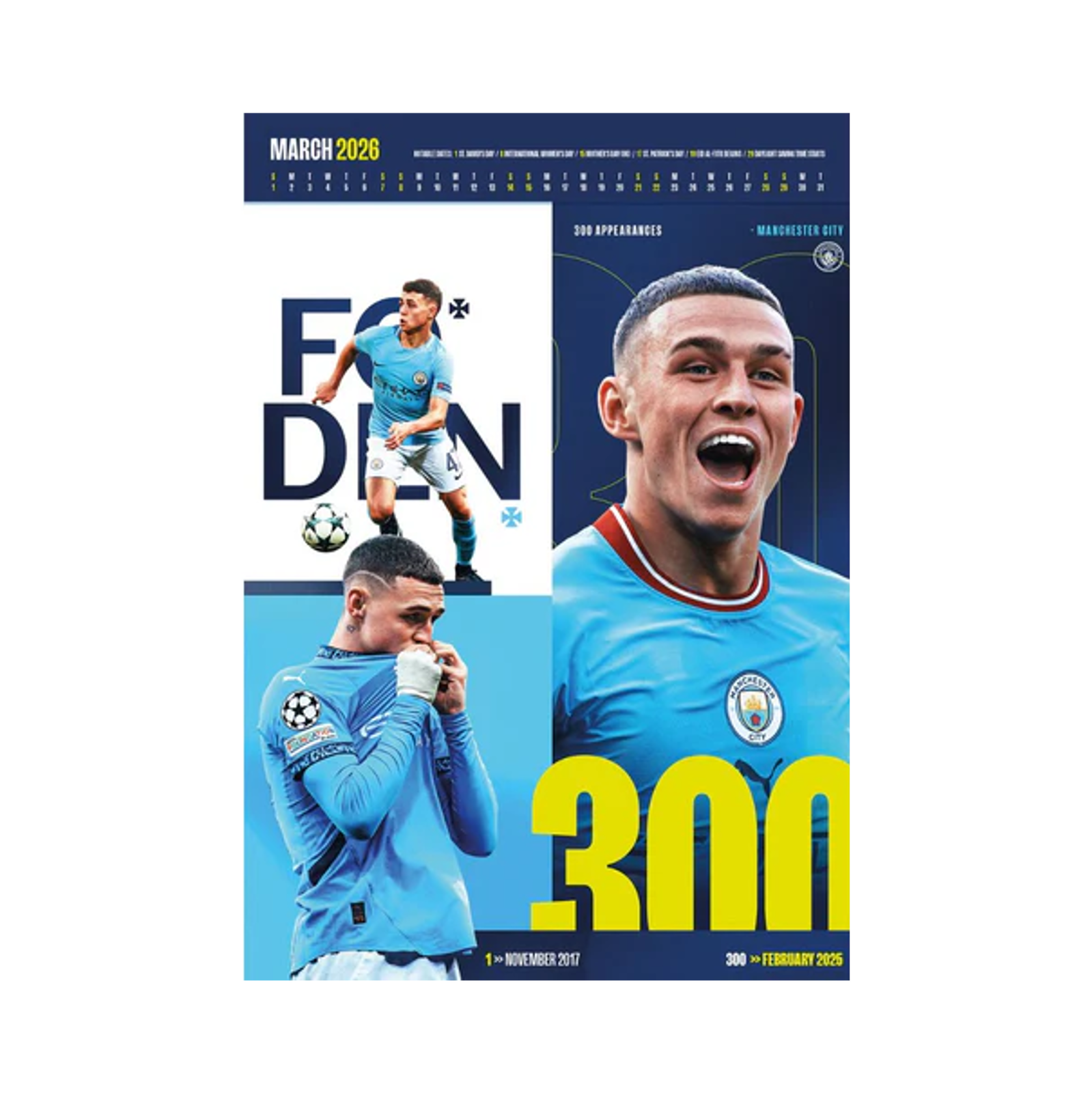 Manchester City 2026 A3 Deluxe Calendar Official Man City Store