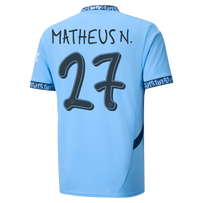 Manchester City Home Jersey 2024/25 With MATHEUS N. 27 Printing
