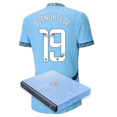 Manchester City Authentic Home Jersey 2024/25 with BLINDKILDE 19 printing in Gift Box
