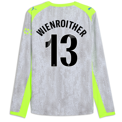 Camiseta Manchester City Tercera Auténtica 2025/26 de manga larga con estampado de WIENROITHER 13 Printing