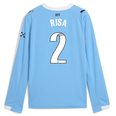 Manchester City Thuisshirt 2025/26 met lange mouwen voor kinderen en RISA 2 bedrukking