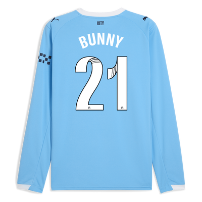 Manchester City Home Jersey 2025/26 Long Sleeve With BUNNY 21 Printing