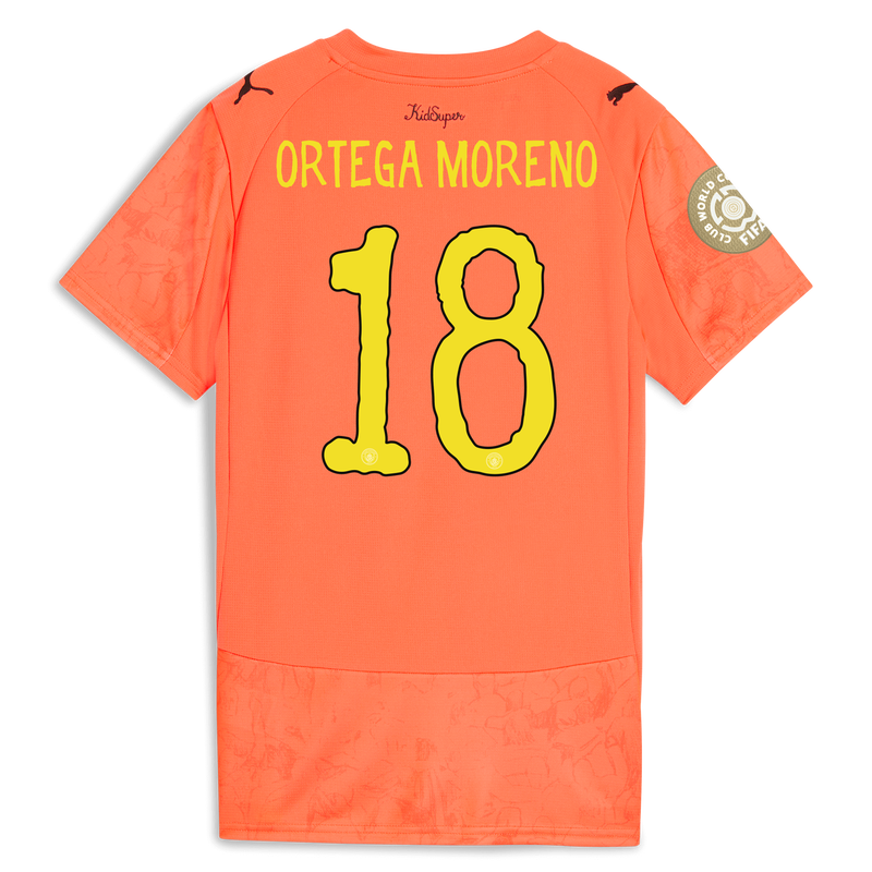 Women's Man City GK KidSuper Jersey 2025/26 With ORTEGA MORENO 18 printing orange - Size S from polyester for females  - Official Manchester City FC store