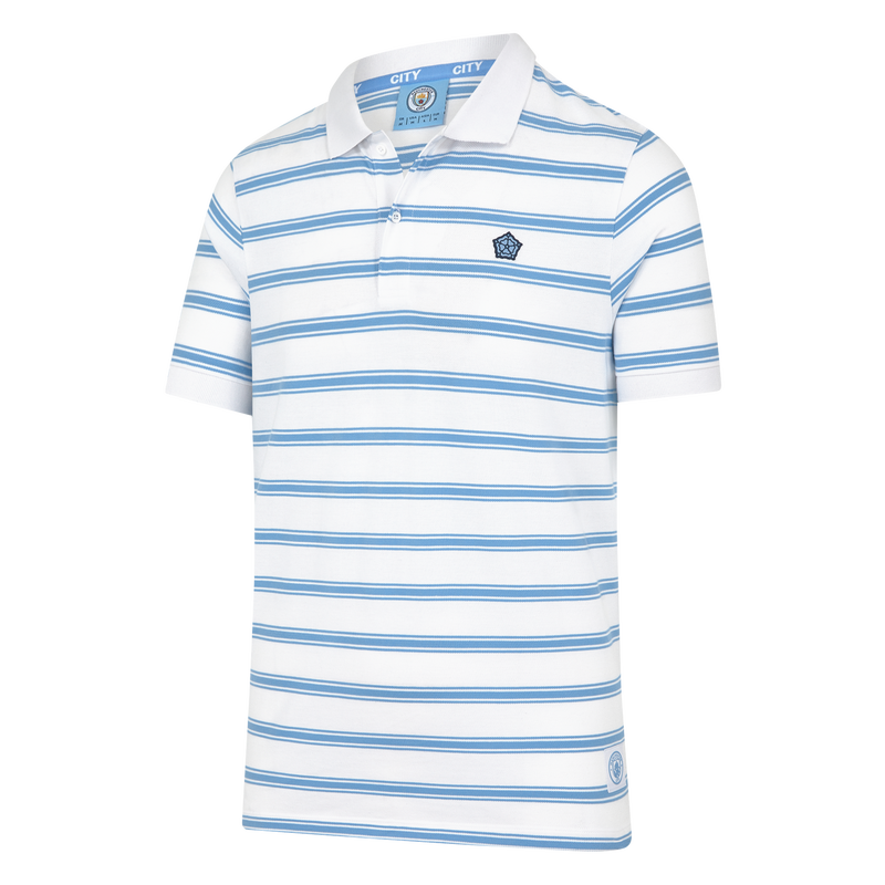 MCFC FW MENS ROSE STRIPE POLO - white