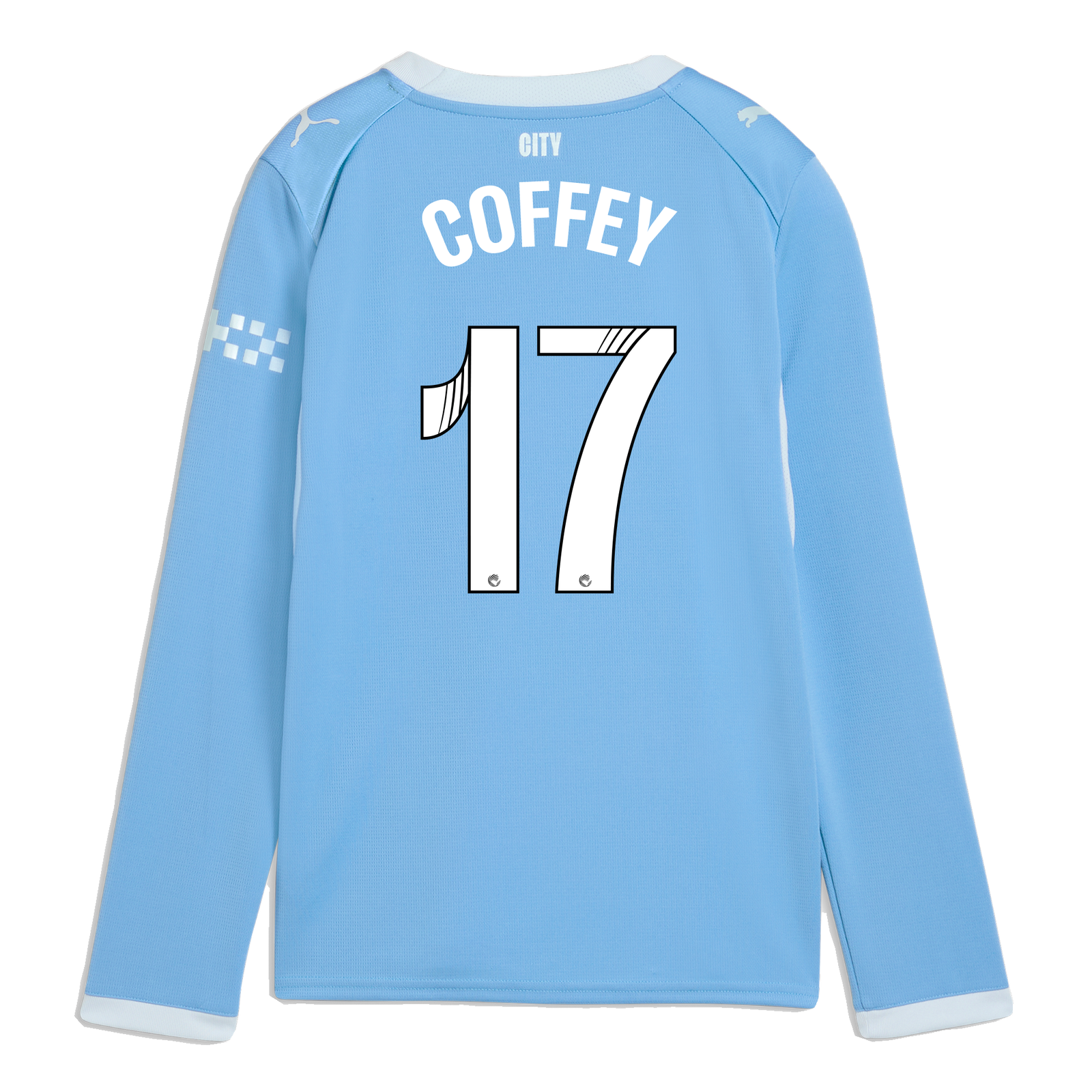 Kids' Manchester City Home Jersey 2026/27 Long Sleeve With COFFEY
