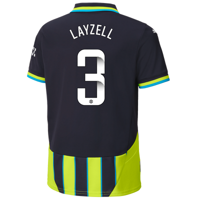 Kids' Manchester City Away Jersey 2024/25 With LAYZELL 3 Printing