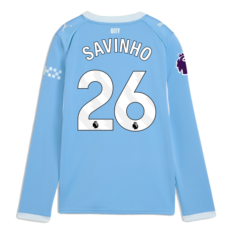 Kids' Man City Home Jersey 2026/27 Long Sleeve With SAVINHO 26 Printing  blue-icy blue - Check out all Manchester City t-shirts online