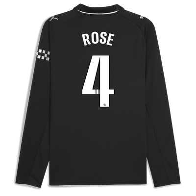 Manchester City Away Jersey 2025/26 Long Sleeve With ROSE 4 Printing