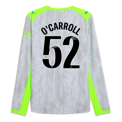 Maillot Third Authentique Manchester City 2025/26 à manches longues avec impression de O'CARROL 52 Printing