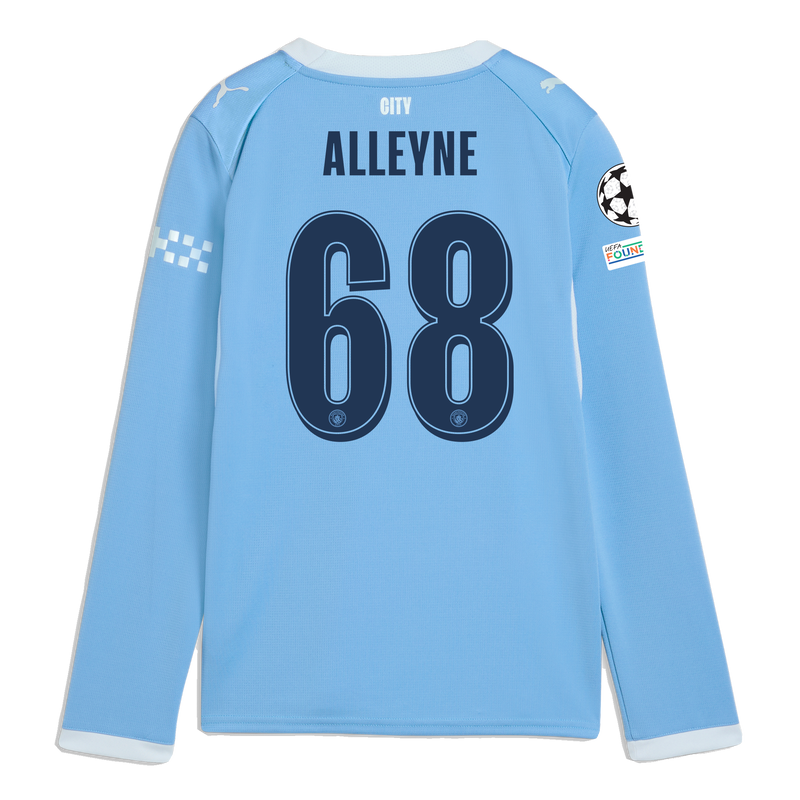 Kids' Man City Home Jersey 2026/27 Long Sleeve With ALLEYNE 68 Printing  blue-icy blue - Check out all Manchester City t-shirts online