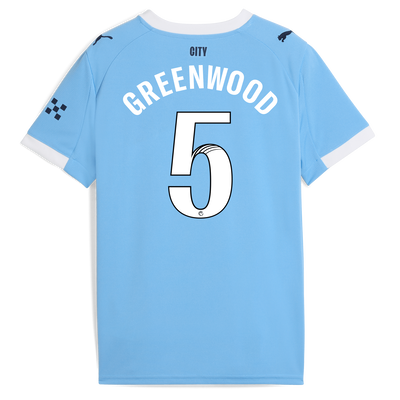 Manchester City Thuisshirt 2025/26 voor kinderen en GREENWOOD 5 bedrukking
