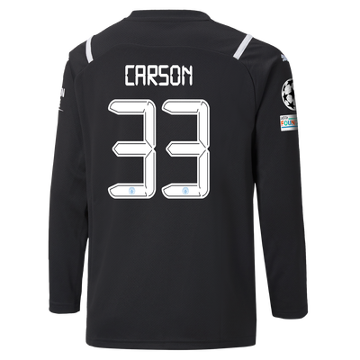 Kids Manchester City Goalkeeper Shirt 21/22 with Scott Carson printing