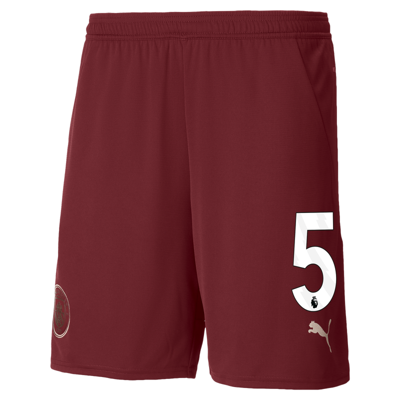 Man City Football Shorts 24/25 with #5 burgundy - Size XL from polyester for males  - Official Manchester City FC store