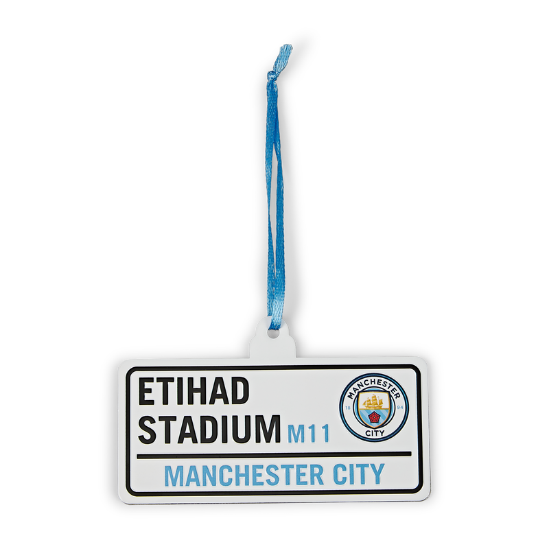 MCFC STREET SIGN BAUBLE - white
