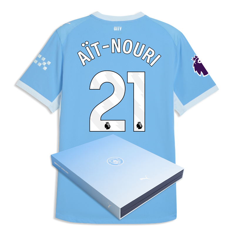 Man City Home Authentic Jersey 2026/27 With AÏT-NOURI 21 Printing in Gift Box  blue-icy blue - Check out all Manchester City t-shirts online