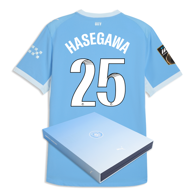 Man City Home Authentic Jersey 2026/27 With HASEGAWA 25 Printing in Gift Box  blue-icy blue - Check out all Manchester City t-shirts online