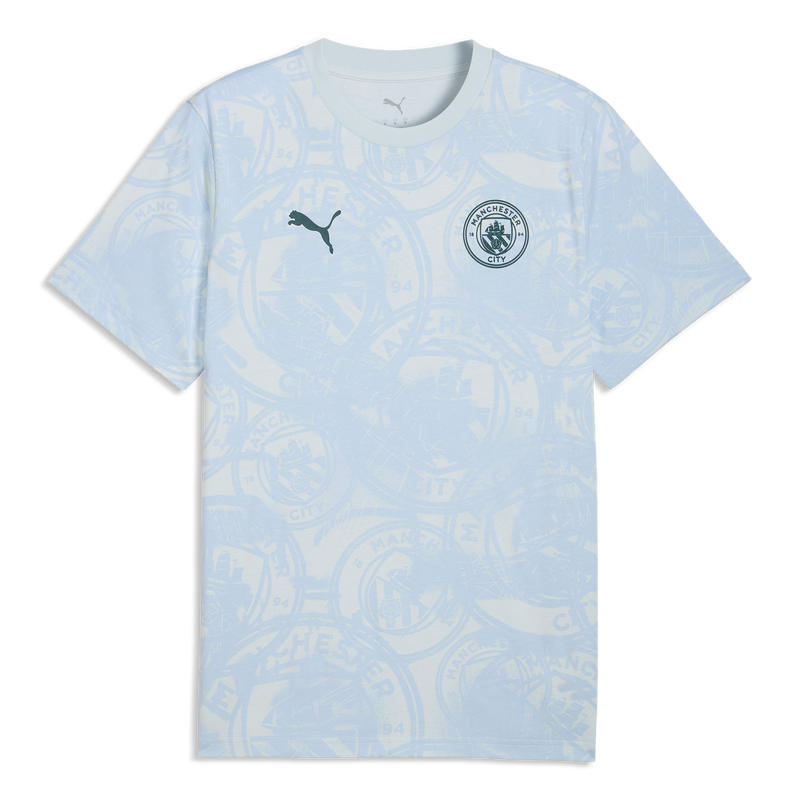 MCFC LW MENS FTBLCULTURE TEE AOP - Sea Glass-Tropical Blue