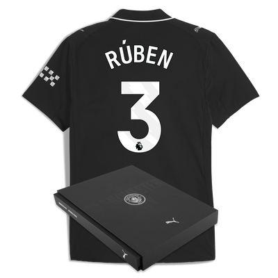 Manchester City Away Authentic Jersey 2025/26 With RÚBEN 3 Printing in Gift Box