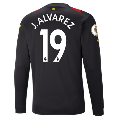 Manchester City Away Jersey 2022/23 long sleeve with J. ALVAREZ printing