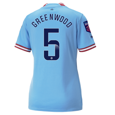 Camiseta Mujer 1ª Equipación Manchester City 2022/23 con estampado de GREENWOOD 5