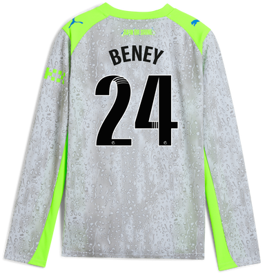 Maillot Third Manchester City pour enfants 2025/26 à manches longues avec impression de BENEY 24 Printing