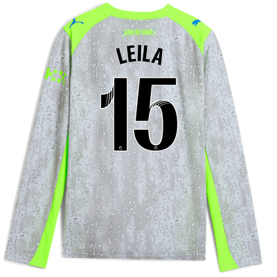 Maillot Third Manchester City pour enfants 2025/26 à manches longues avec impression de LEILA 15 Printing