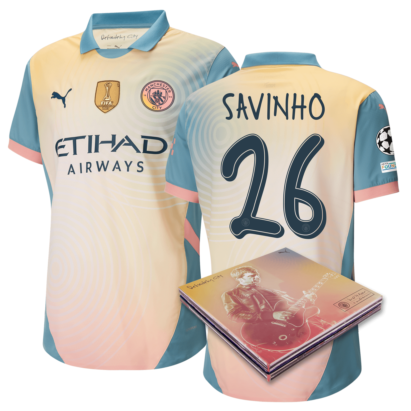 Manchester City Authentic 'Definitely City' Jersey 2024/25 with SAVINHO 26  printing in Collector's Box