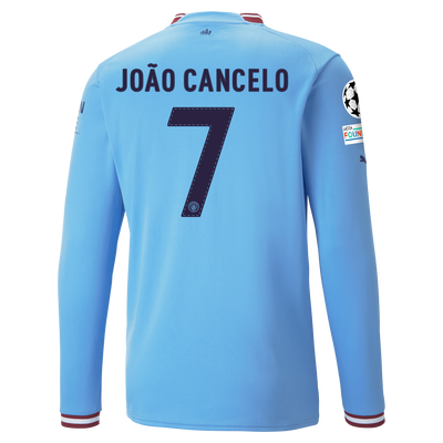 Manchester City Home Jersey 22/23 Long Sleeve with JOÃO CANCELO 27 printing