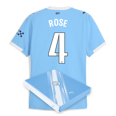 Manchester City Home Authentic Jersey 2025/26 With ROSE 4 Printing in Gift Box