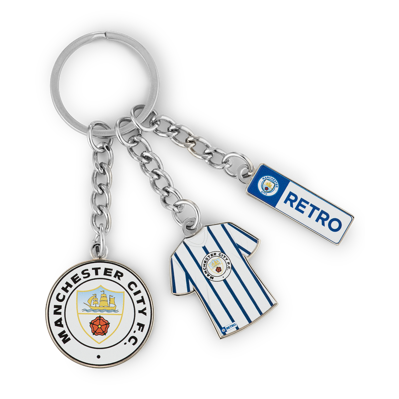 MCFC RETRO DAYS CHARM KEYRING - white