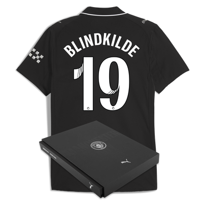 Manchester City Away Authentic Jersey 2025/26 With BLINDKILDE 19 Printing in Gift Box