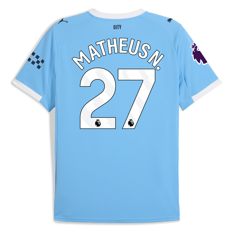 Man City Home Jersey 2025/26 With MATHEUS N. 27 Printing  blue - Check out all Manchester City t-shirts online - Official Manchester City FC store
