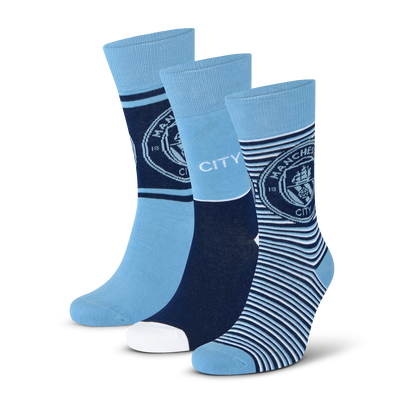 Manchester City 3 Pack Stripe Socks