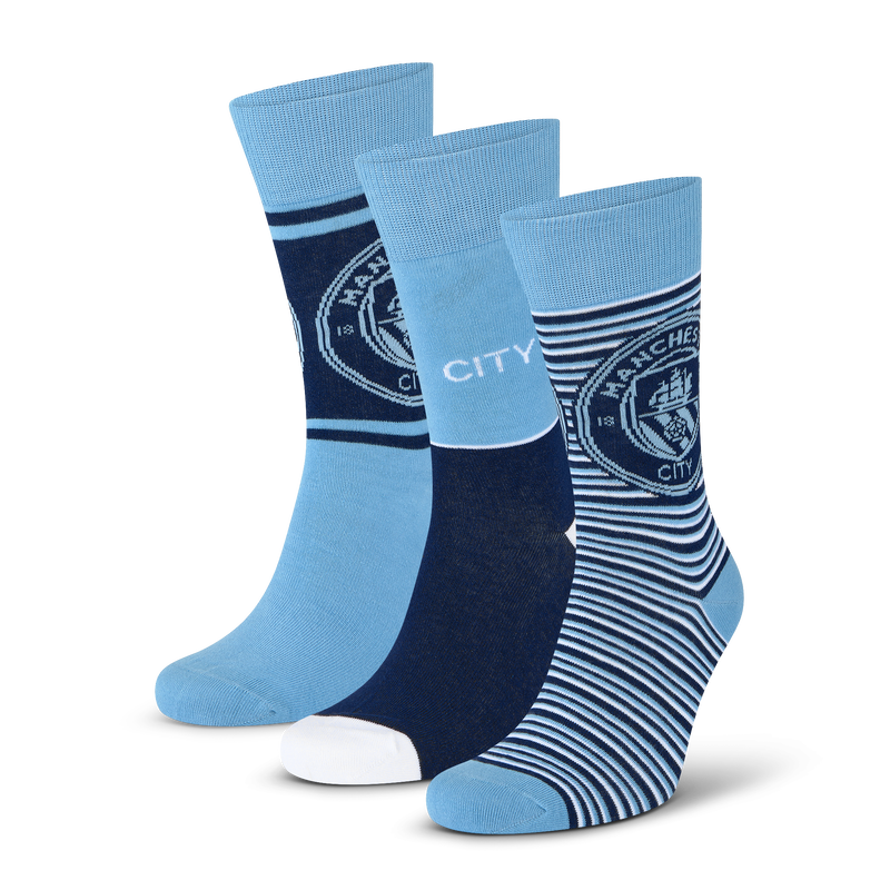 Man City 3 Pack Stripe Socks navy - Check out all Manchester City socks online - Official Manchester City FC store