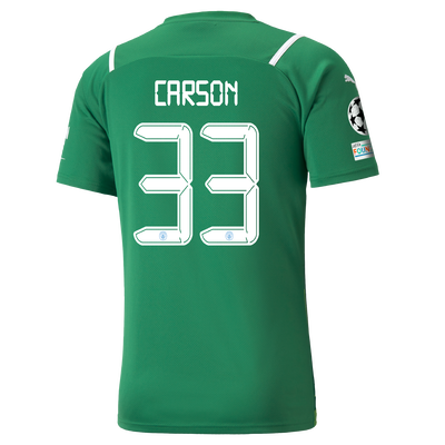Manchester City Goalkeeper Shirt 21/22 with Scott Carson printing