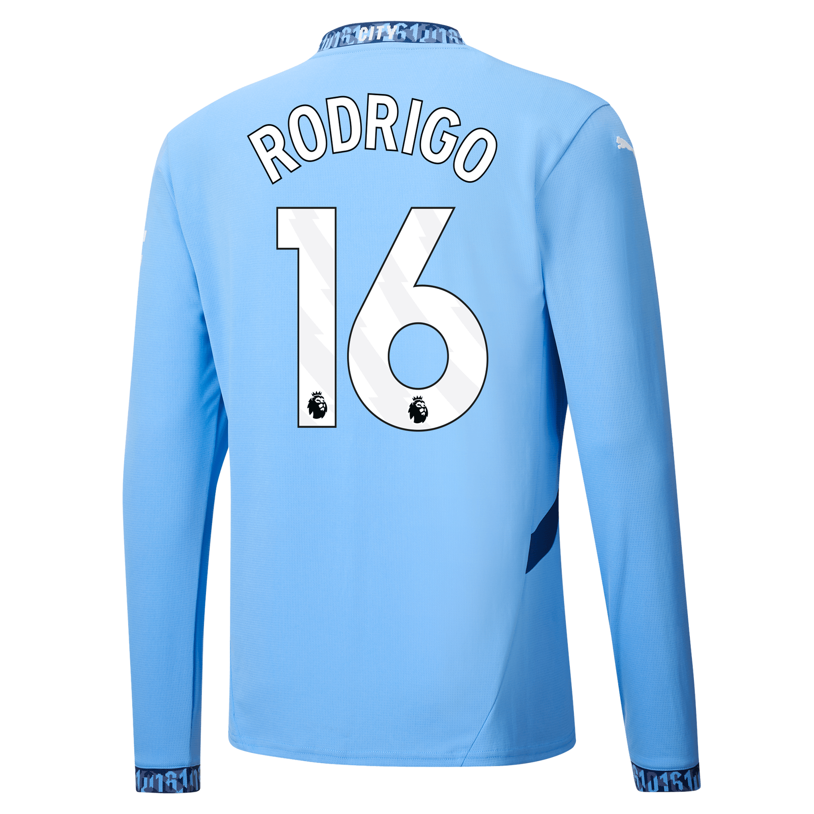 Manchester City Home Jersey 2024/25 Long Sleeve With RODRIGO 16 Printing